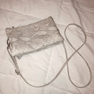 Snake skin cross body purse